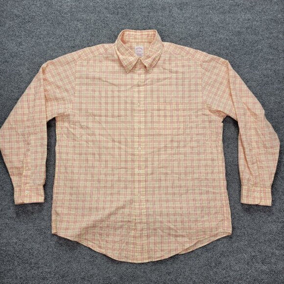 Brooks Brothers Shirt Mens Large/XL Orange Button Down Long Sleeve Preppy Casual - Picture 1 of 9